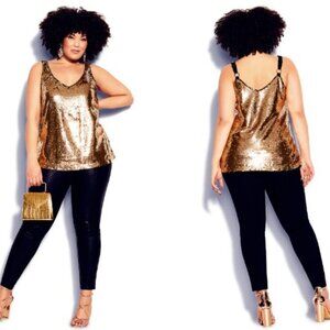 City Chic Razzle Sazzle Glimmer Bronze Blush Cami NWT M 18